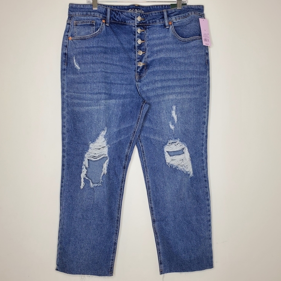 🆕️ Wild Fable Distressed High Rise Straight Ankle Jeans Size 18 Medium Wash - Picture 2 of 8